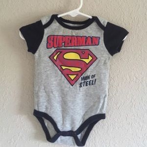 Superman Gray Blue Snap Short Sleeve Onesie